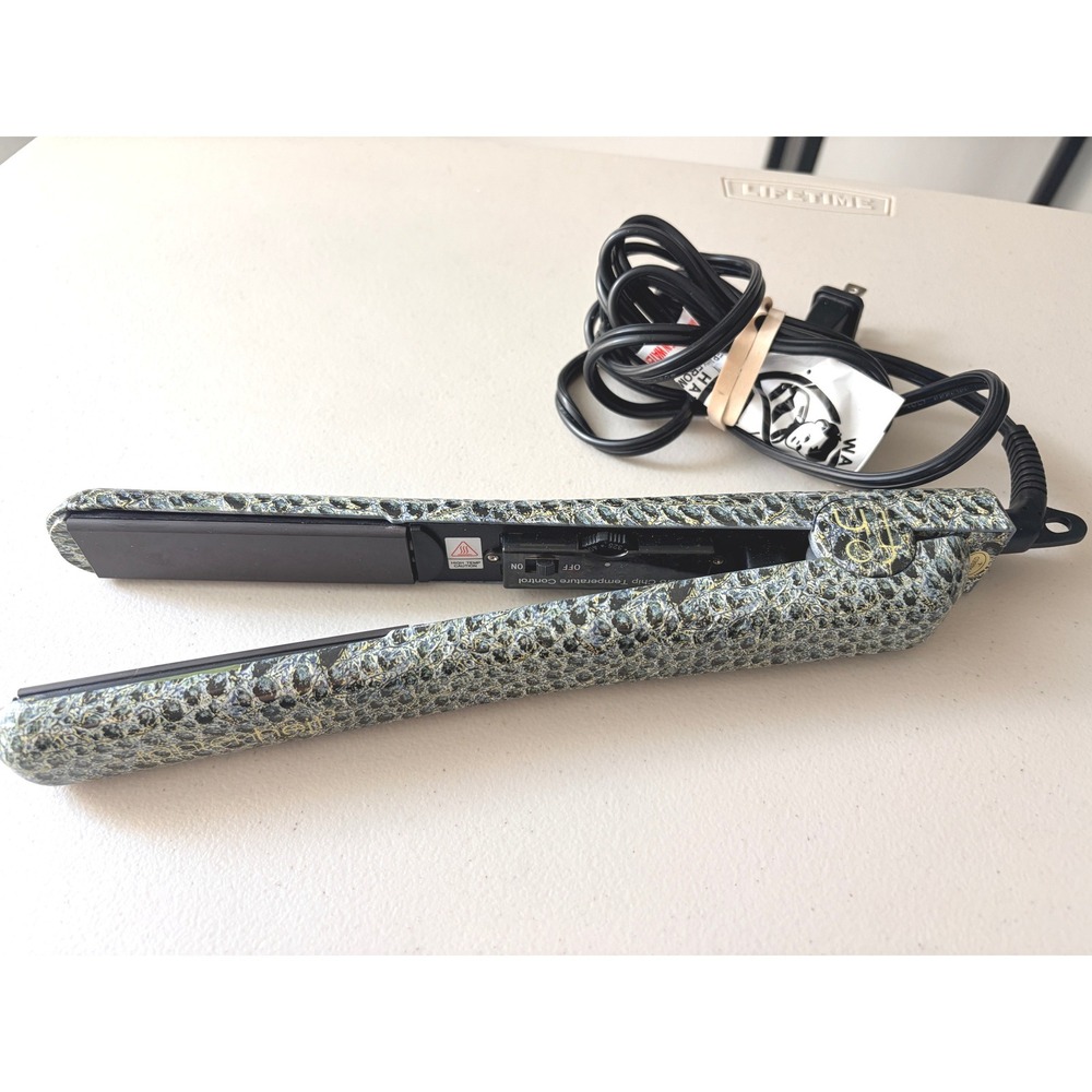 Fahrenheit Hair Straightener 1.25" Green Grey Snakeskin Ceramic Flat Iron